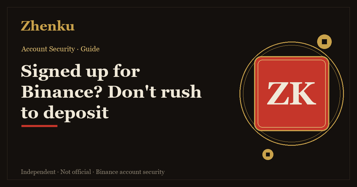 Cover for the full flow of signing up for Binance and securing the account the same day